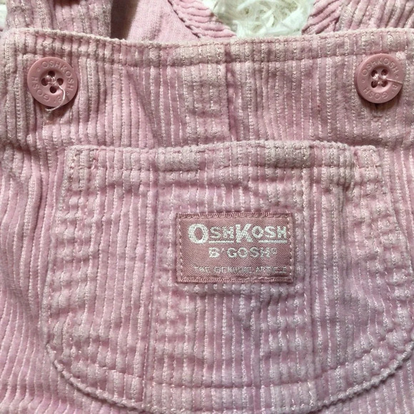 Vintage Vestbak Oshkosh B’gosh Corduroy Overalls Bib Pink Girl 12 Months 80s 90s - Picture 3 of 7